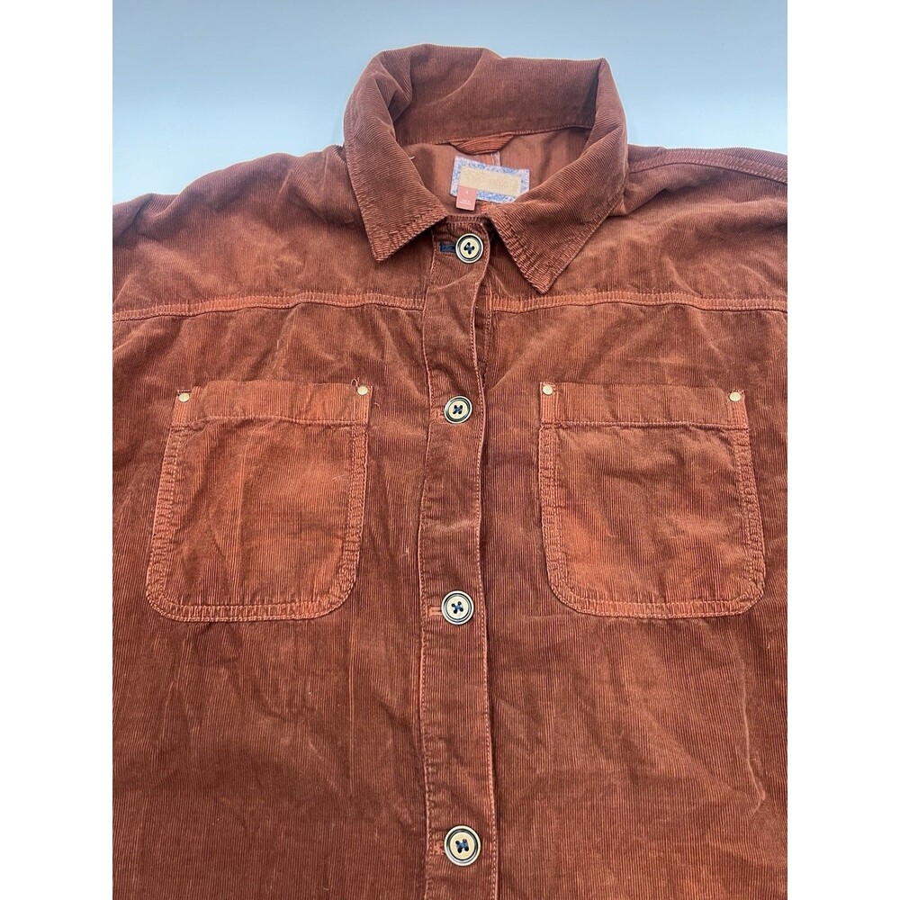 Anthropology Pilcro Burnt Orange Corduroy Duster Small Oversized Boho Lagenlook - Picture 10 of 13